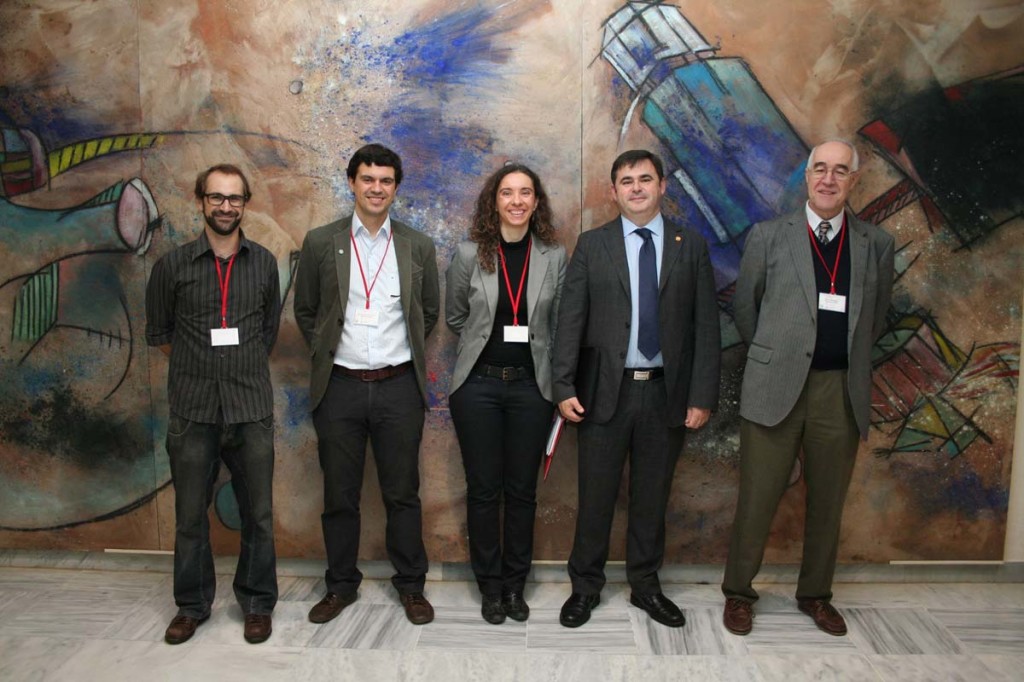 Executive Board of the Spanish Chapter with the Research Vice Dean of the Seville University (from left to right: Jérôme Noailly, Jose Antonio Sanz, MªAngeles Pérez, Research Vice Dean of the Seville University Ramón González and Jaime Domínguez)